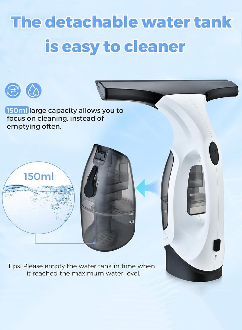 CUBEXELL Cordless Window Vacuum Cleaner  Electric Window Vacuum Squeegee Cordless With 11-Inch Squeegee Blade – Versatile Cleaning Tool For Windows Showers Mirrors Glass Countertops & Tiles (White)– 2200mAh - Image 4